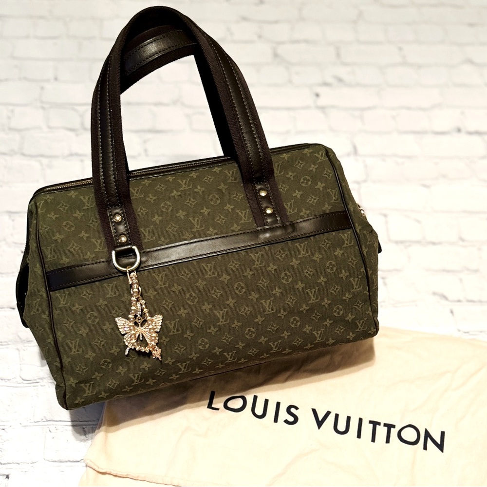 LOUIS VUITTON Josephine GM Green Monogram Mini Lin Bag & Dust Bag (EUC)